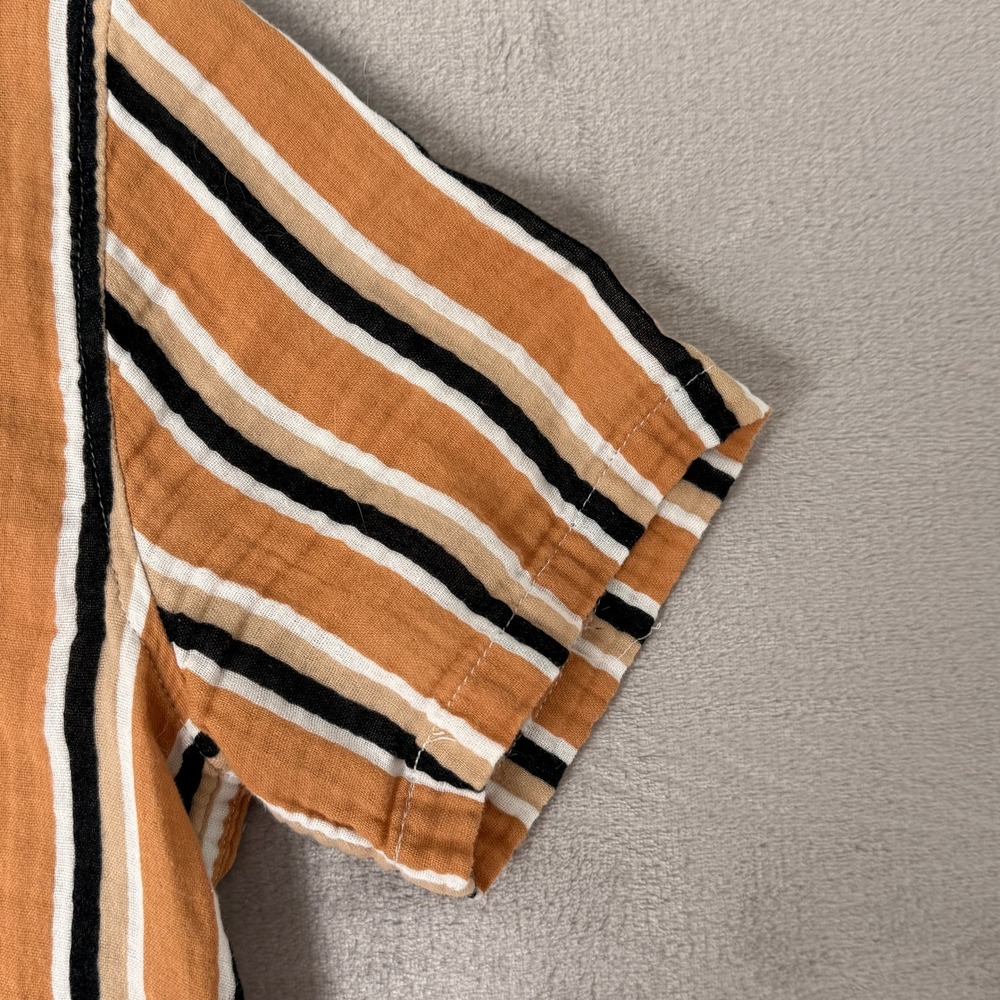 Pacsun Mens Orange Striped Short Sleeve Button Up Shirt Size‎ S - Picture 3 of 7